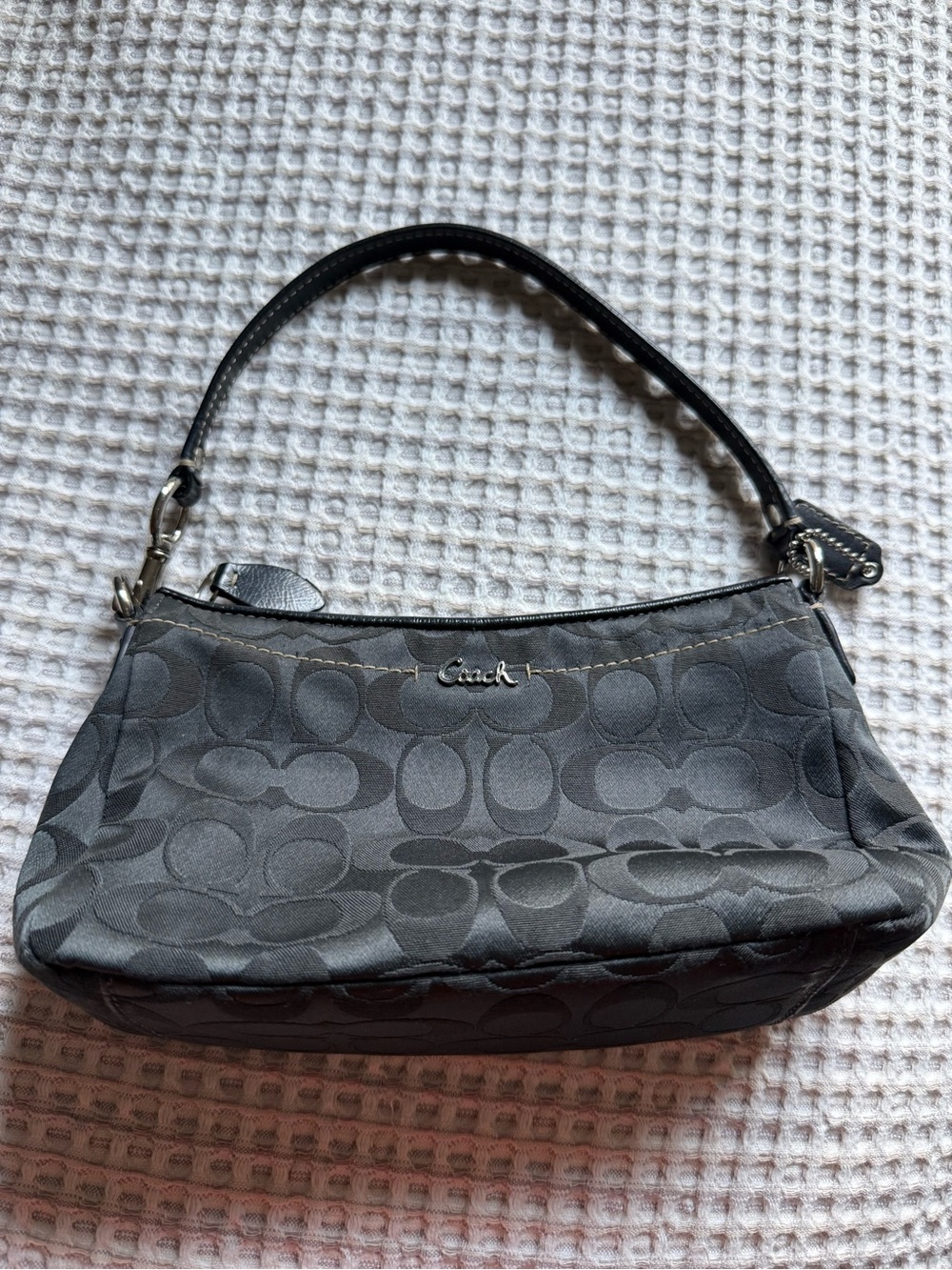 Coach Black Signature Jacquard Mini Shoulder Bag